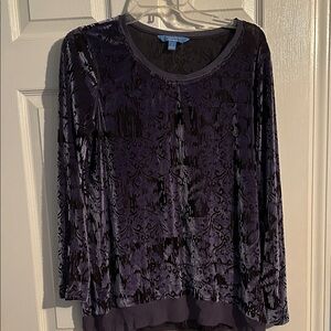 Simply Vera Vera Wang Deep Purple Velvet Long Sleeve Top